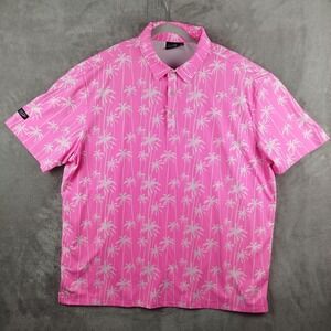 Sunday Swagger Polo Shirt Men's 3XL Stylin Pink Golf Performance Palm Tree